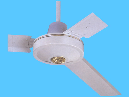 White Three-Blade Ceiling Fan with Gold Accents