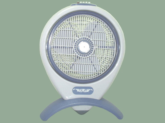 Close-up of the circular fan guard and protective grille design