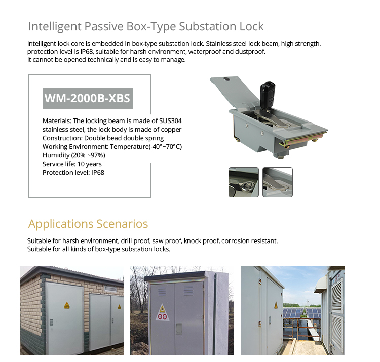 Intelligent passive box-type substation lock featuring stainless steel beam