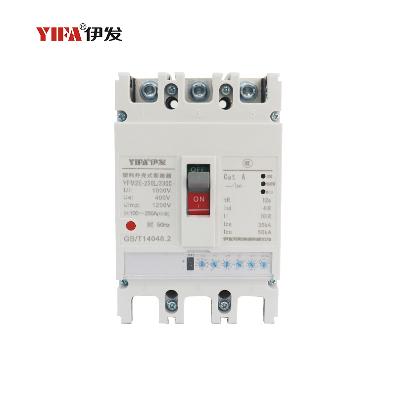 Technical diagram showing adjustable settings and parameters on the circuit breaker