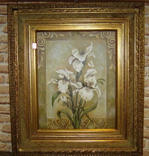 Framed Floral Painting with Decorative Gold Frame