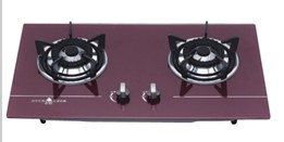Two-Burner Red Glass Top Gas Stove