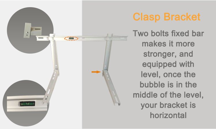 Close up of the integrated level and two-bolt fixing mechanism