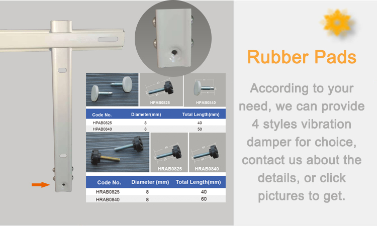 Selection of vibration damper rubber pads