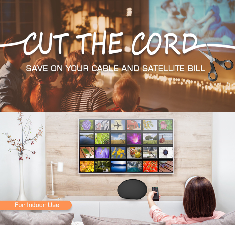 Indoor TV antenna in a modern living room setting