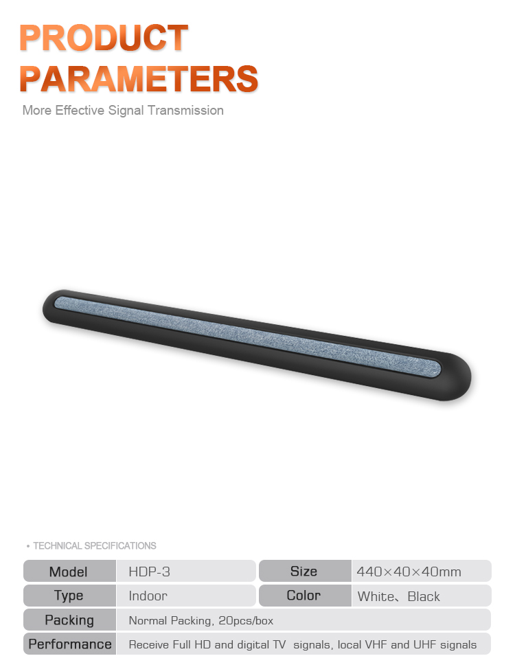 Technical specification diagram showing antenna dimensions and signal performance.