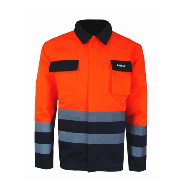 High-Visibility Polycotton Work Jacket with Reflective Stripes