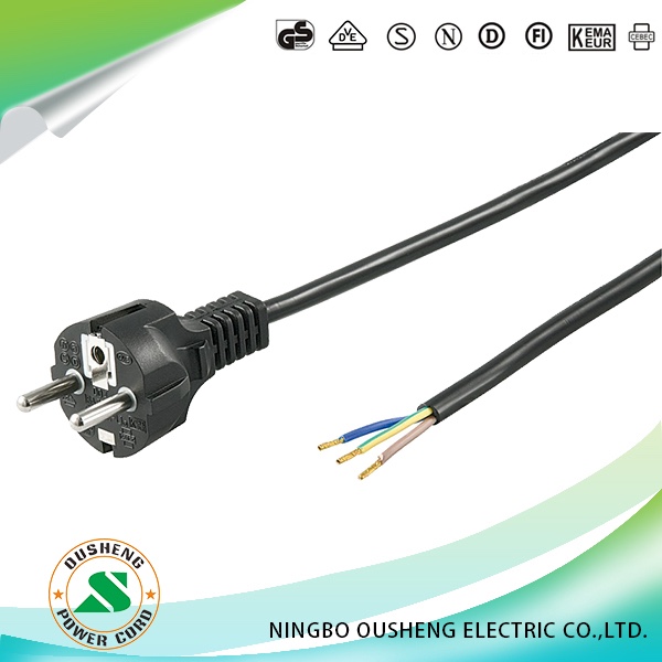 European CEE7/7 Schuko Power Cord with Angled and Straight Plug