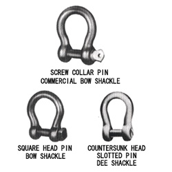 Commercial Bow Shackle with Screw Collar, Square Head, and Countersunk Pin