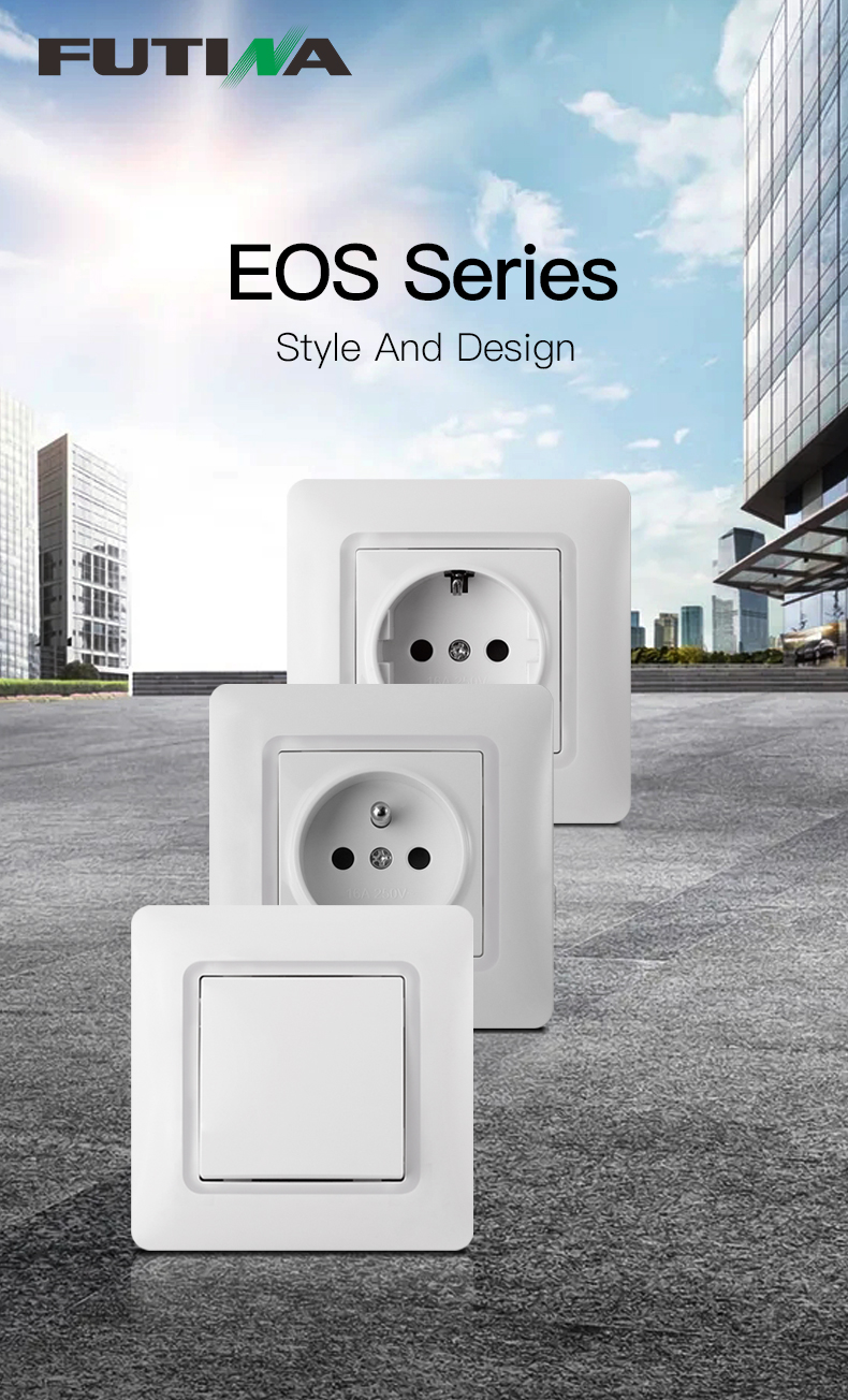 EOS Series switches and sockets showing clean, minimalist design