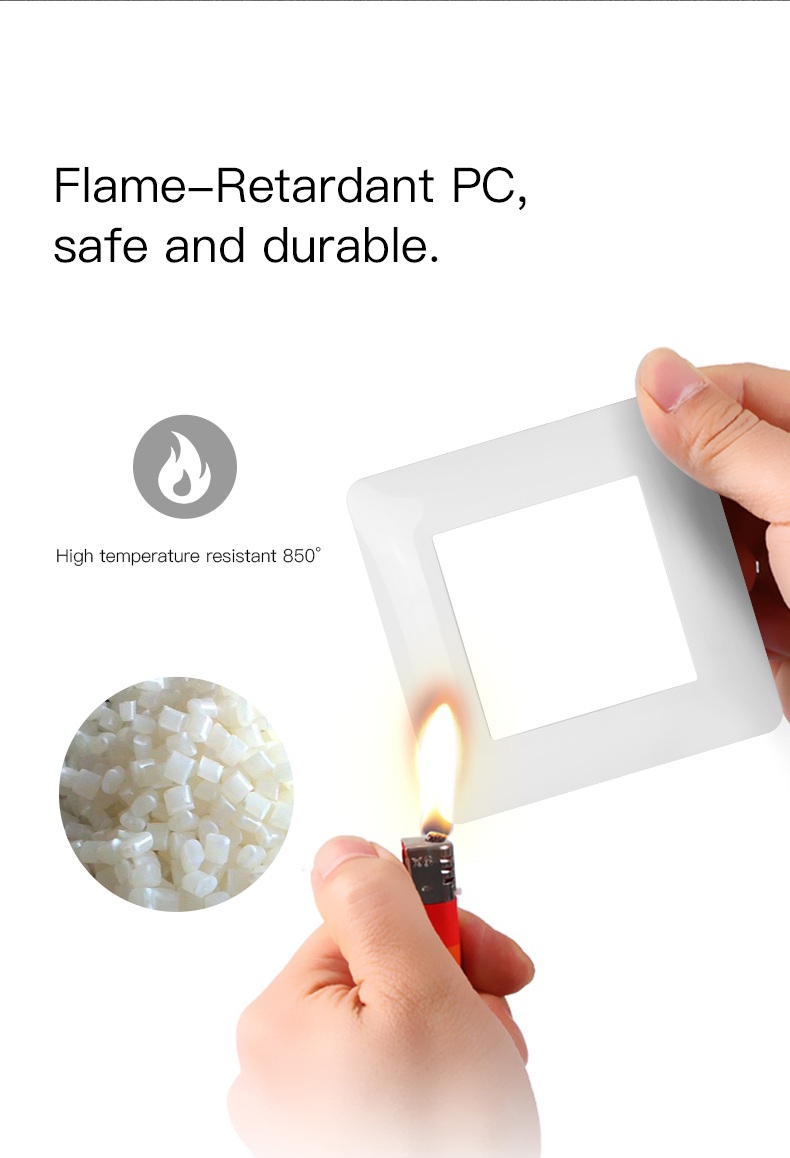 Close up showing flame-retardant PC material