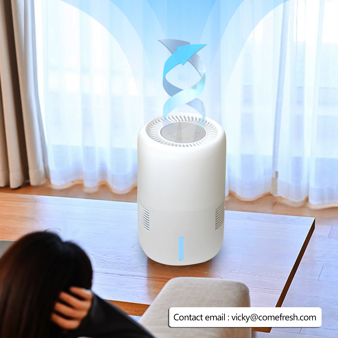 Diagram showing airflow through the evaporative humidifier