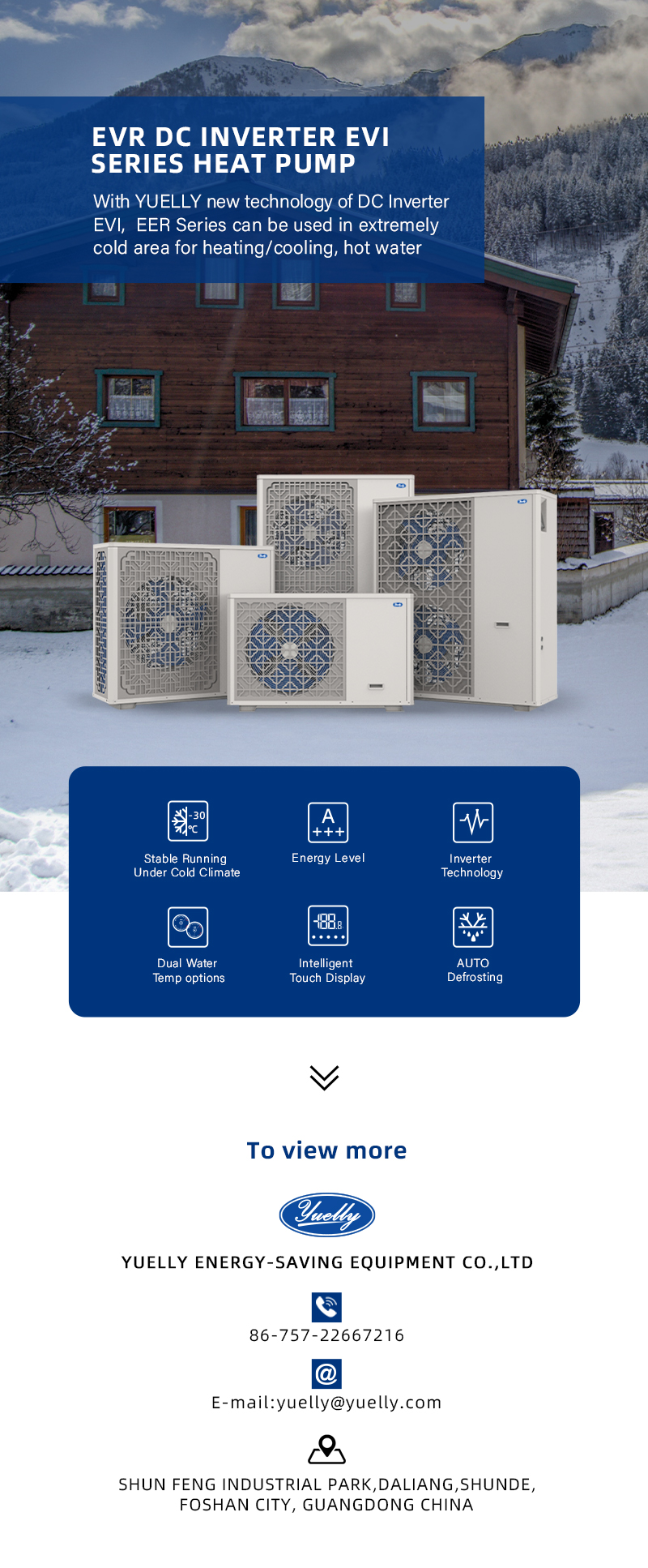 DC Inverter EVI Heat Pump unit showing sleek design and interface