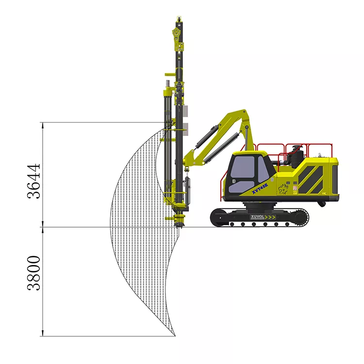 Diagram showing drilling reach dimensions