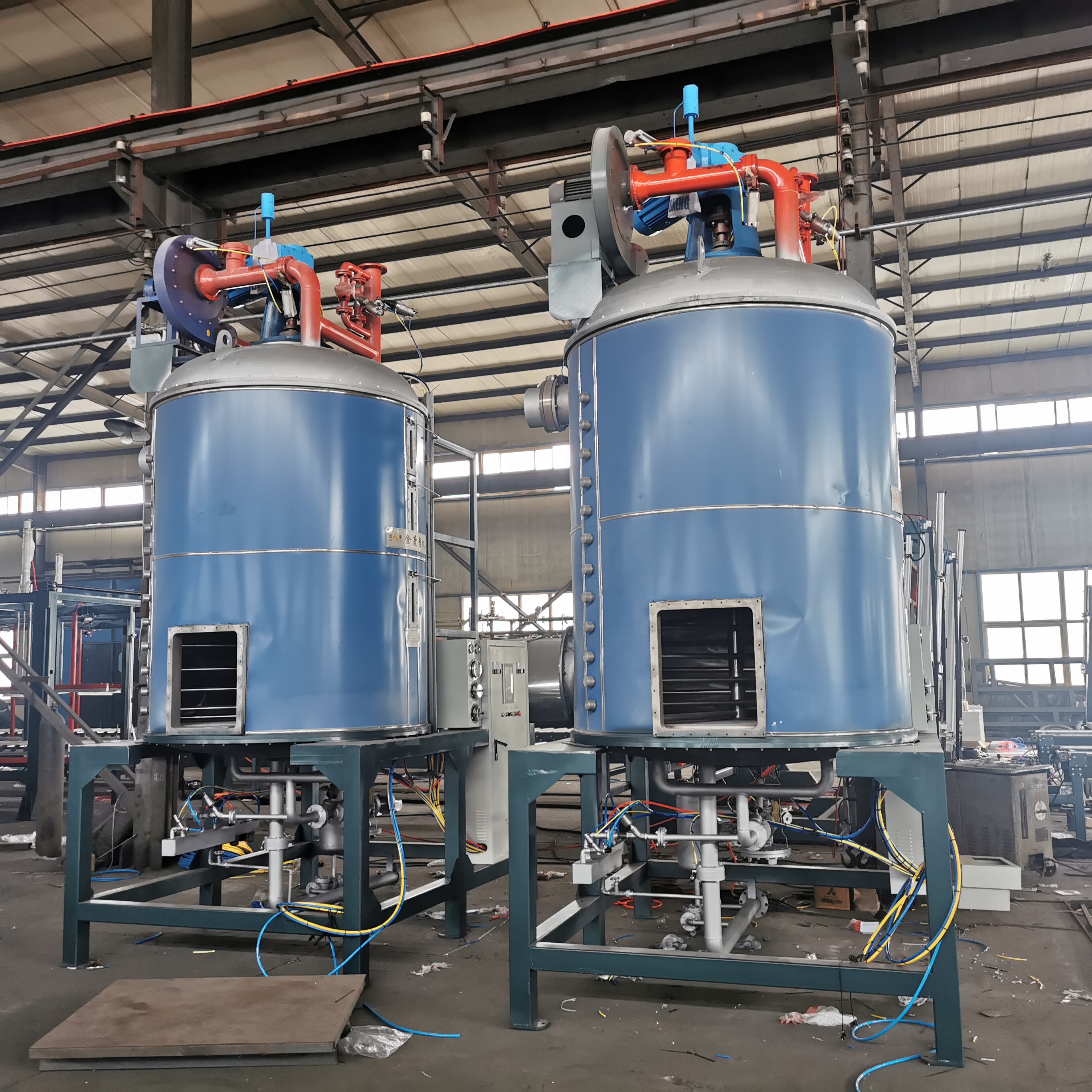 EPS pearl blowing machine with top-mounted air handling system