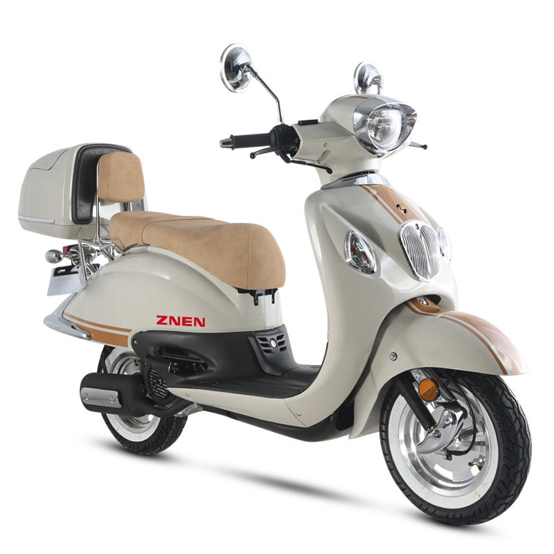 Retro scooter in red with chrome accents
