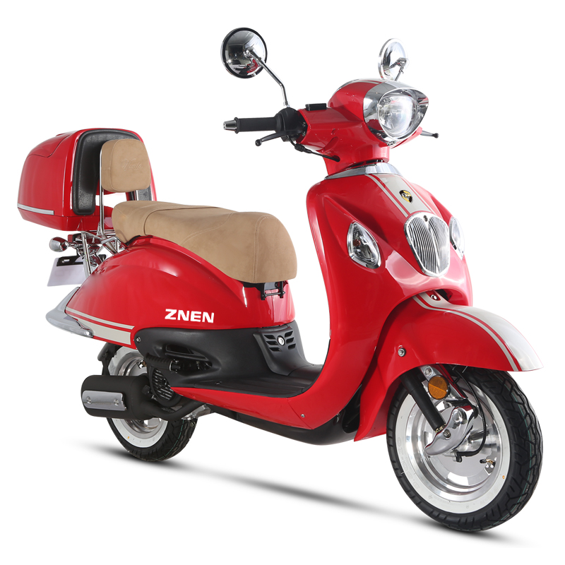 Close up of the scooter seat and rear storage