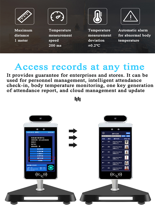 Face recognition terminal performance metrics display