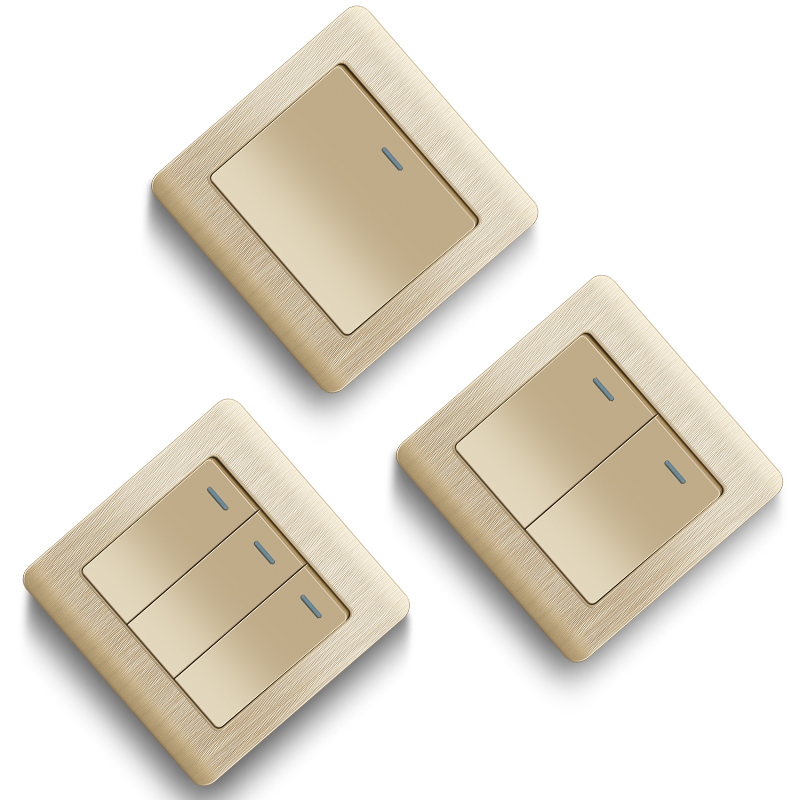 Factory customized British Standard Wall socket golden 86mm*86mm/146mm13A socket and light switch 220V-250V~ - Image 2