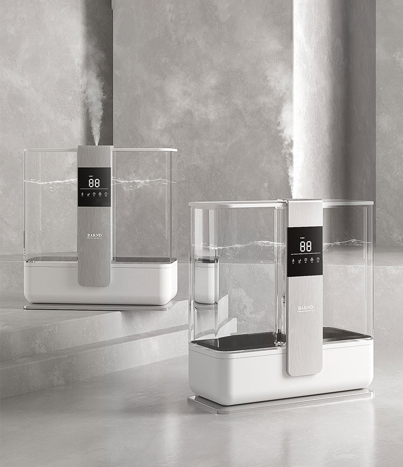Modern humidifier with digital display and transparent water tank
