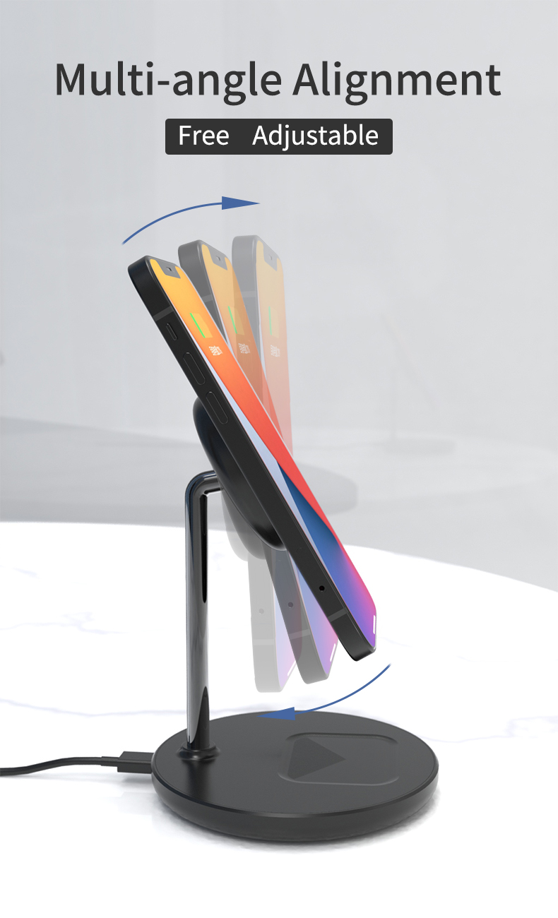 Charger showing multi-angle adjustment capabilities