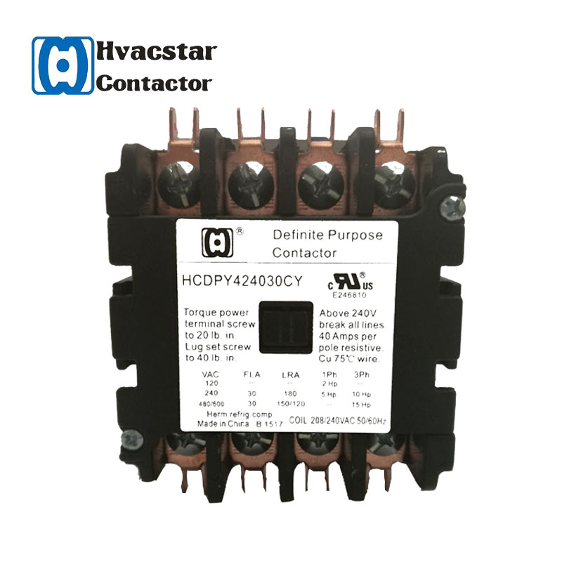 4-Pole 30A AC Definite Purpose Contactor