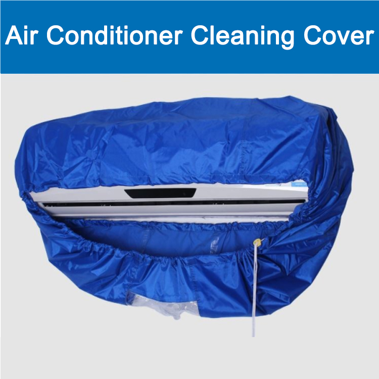 Air conditioner cleaning cover installed on a unit