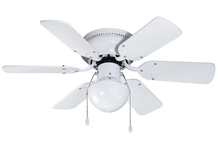 White Five-Blade Ceiling Fan with Light