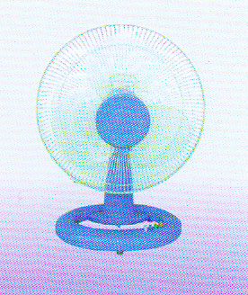 Blue Electric Table Fan with Circular Grill