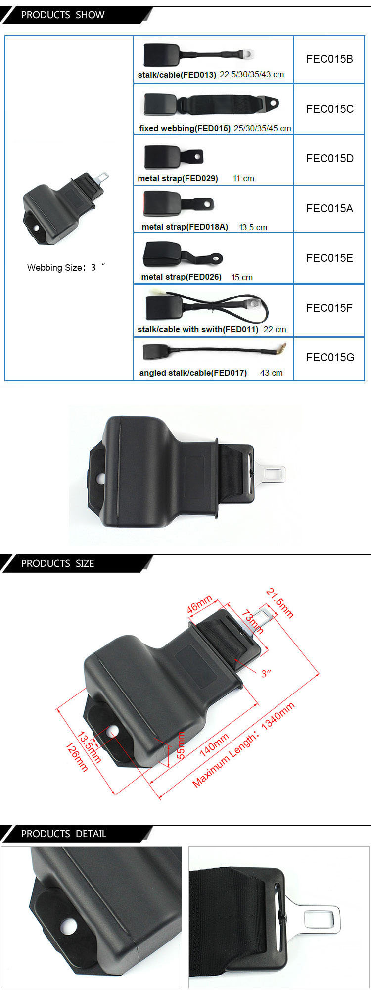 Technical diagram showing various seat belt configurations and dimensions