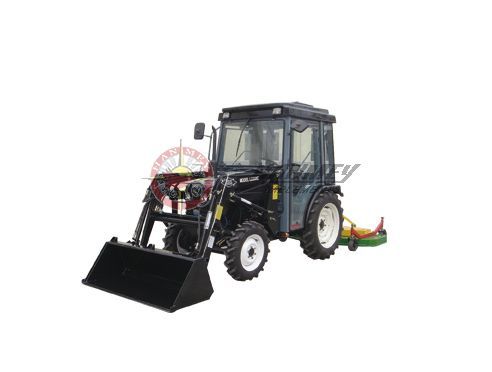 Compact Tractor with Front-End Loader and Mower