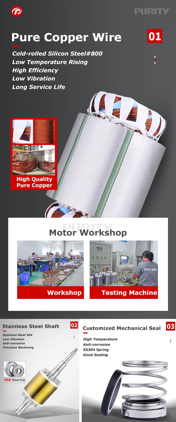 High performance motor components and stainless steel parts