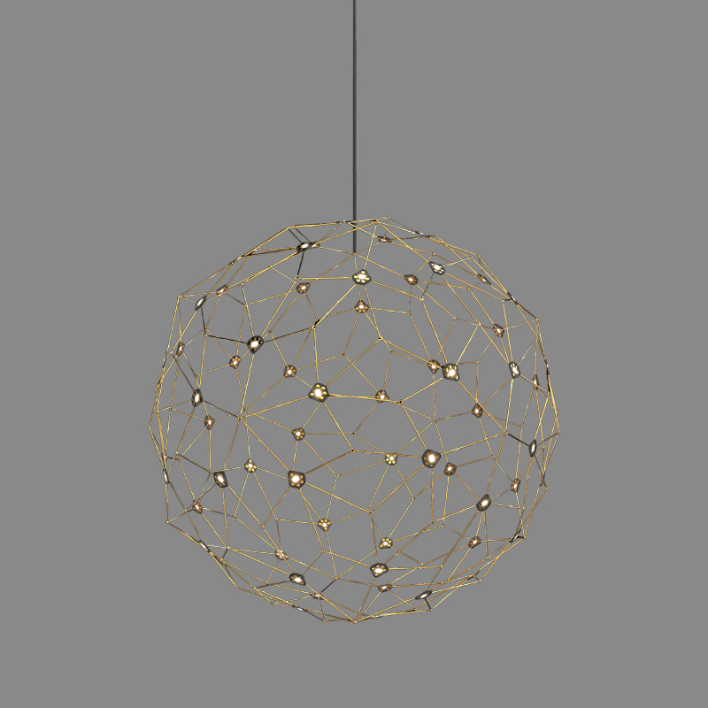 Spherical Metal Rod Pendant Light