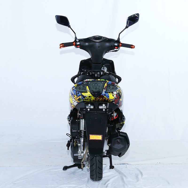 Rear view of the flame petrol scooter