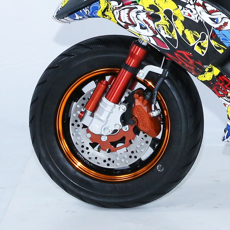 Front wheel assembly with disc brake