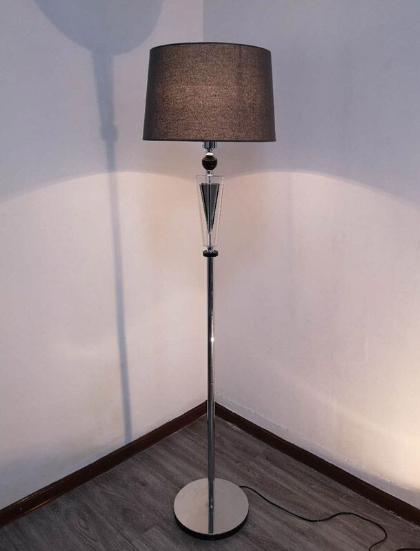 Elegant Fabric Shade Floor Lamp with Glass Accent