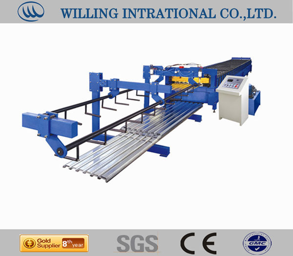 Steel floor deck roll forming machine with control cabinet
