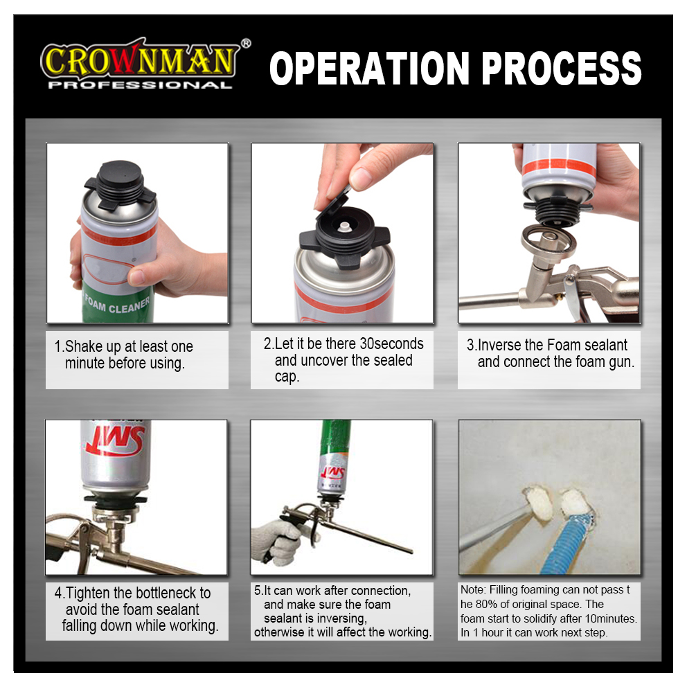 Step-by-step operation guide for using the foam gun