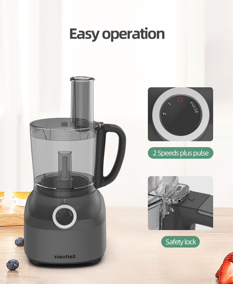 Food processor control panel showing speed settings and pulse function