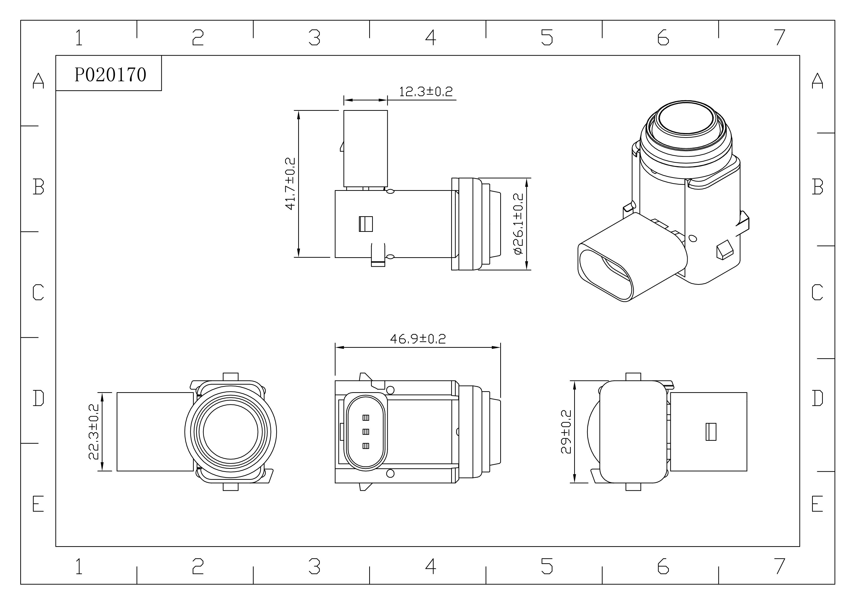 Technical diagram of the parking assist sensor