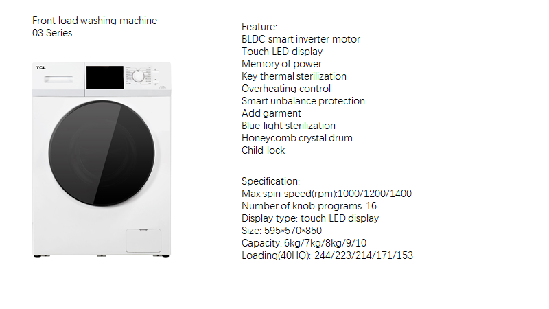 Front loading washing machine features diagram