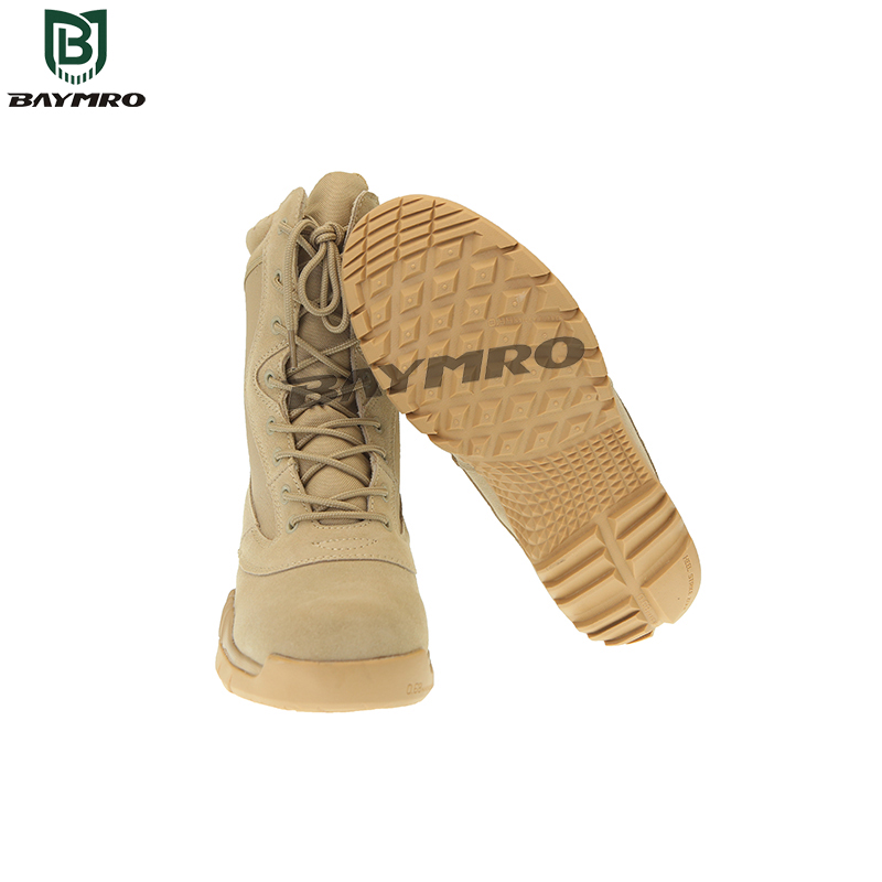 Desert Tan Tactical Combat Boots with Zipper