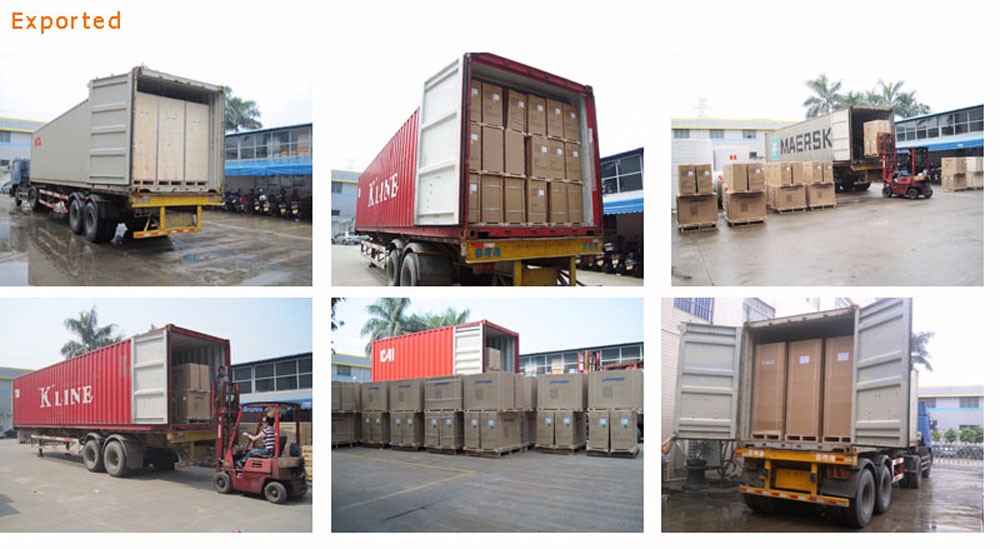 Heat pump units loaded in shipping containers for export