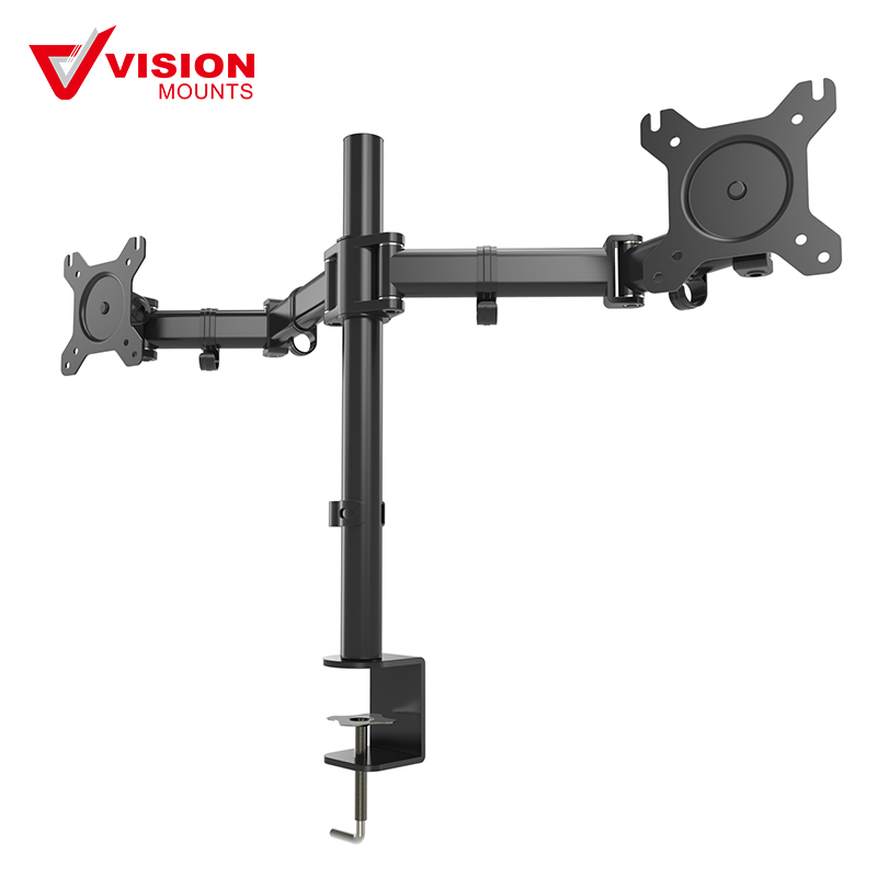 Full Motion 13 to 27  inch Dual Monitor Desk Mount Stand with Articulating Arm Joint  Fits 2 Screens - Image 3