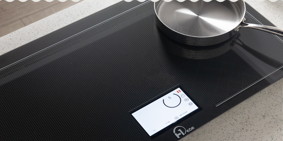 Close up of the TFT control interface on the induction cooktop
