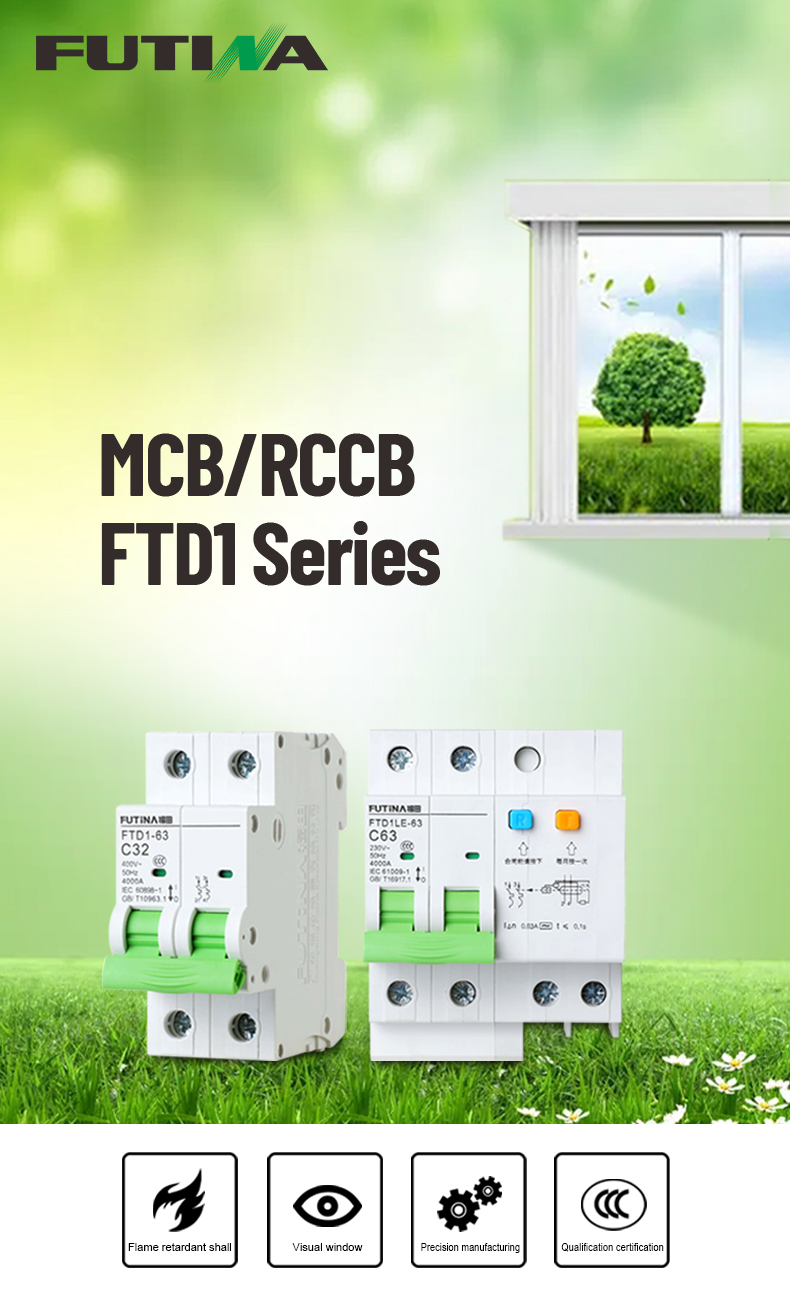 Close up of miniature circuit breaker housing and visual indicators