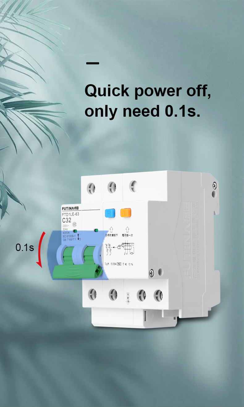 Technical diagram showing circuit breaker specifications