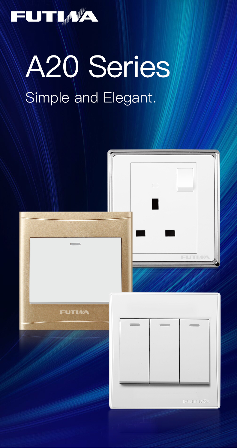 A20 series wall switches and sockets in various finishes