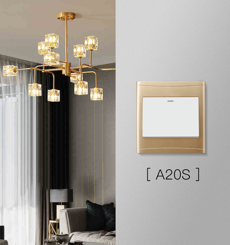 A20S light switch with gold surround