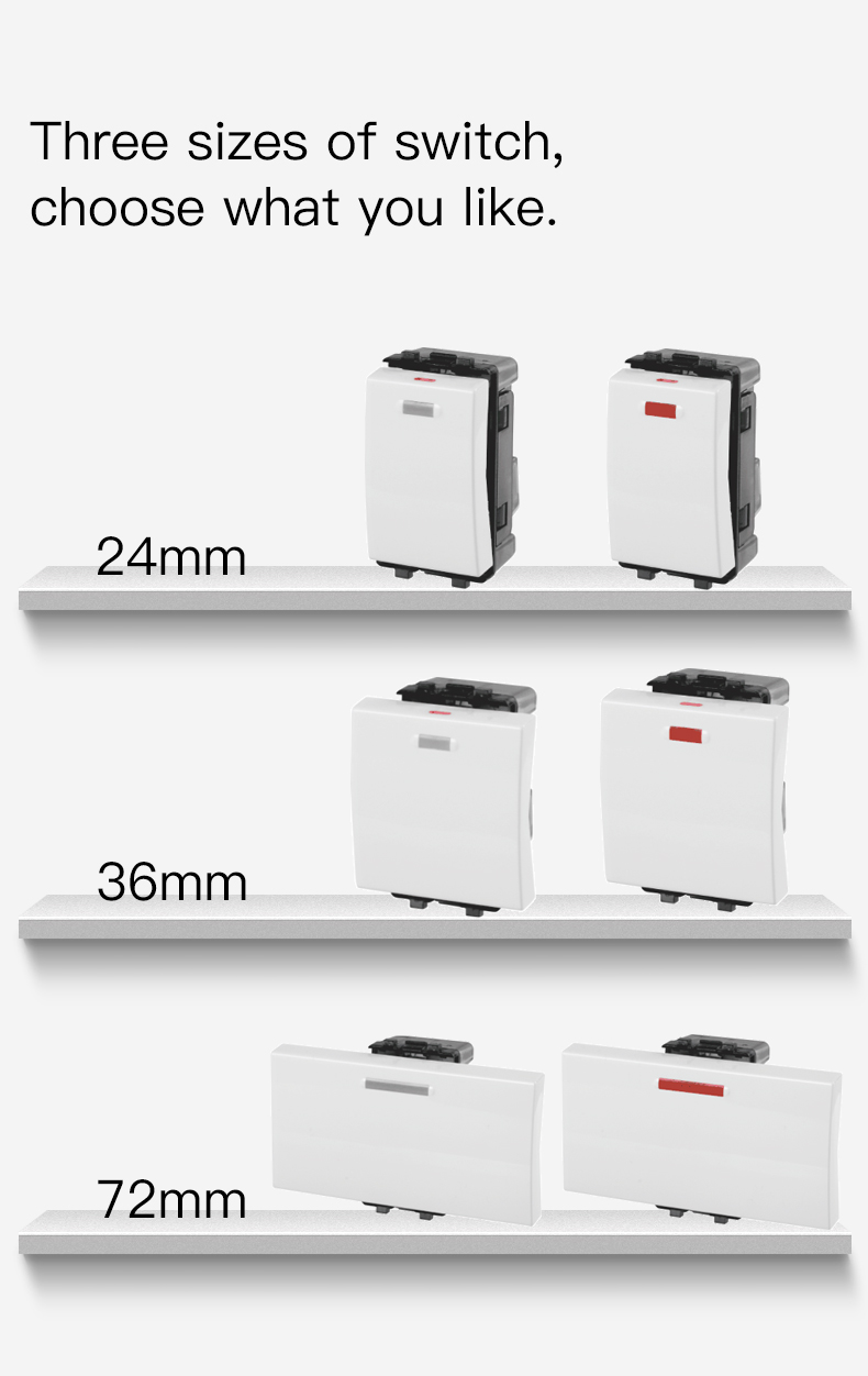 Italian standard switch socket size options